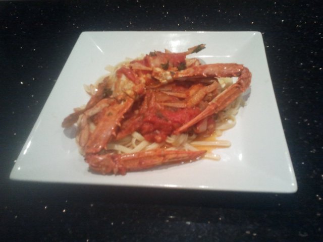 Chilli crab and pasta :) a till photo hehe